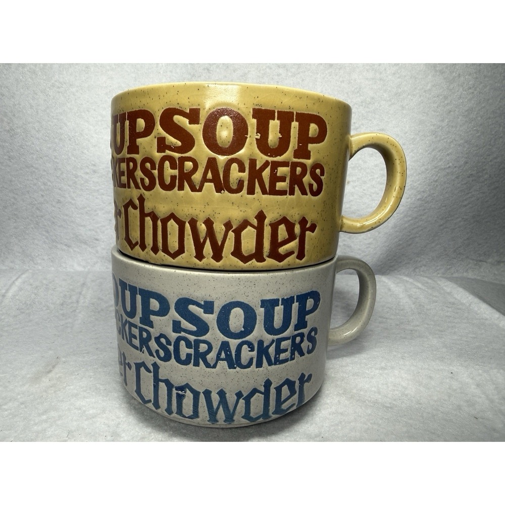 Vintage Soup Crackers Chowder Mug Bowl with Handle Stoneware Brown Speckled